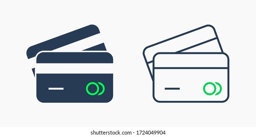 Icono minimalista del vector de la línea de crédito. El símbolo del vector de pago financiero. Compra de iconos de atm plástico para el diseño web. Icono de pago moderno de transacción plana para el diseño de aplicaciones. Signo de banca electrónica