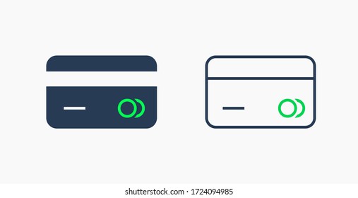 Icono minimalista del vector de la línea de crédito. El símbolo del vector de pago financiero. Compra de iconos de atm plástico para el diseño web. Icono de pago moderno de transacción plana para el diseño de aplicaciones. Signo de banca electrónica