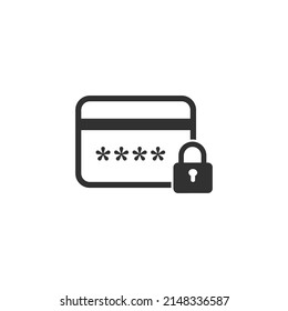 Credit card and lock. Concept of a safe payment, secured transaction. Stock vector illustration isolated