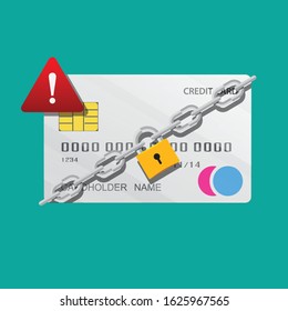 Credit card lock concept vector flat design.