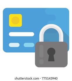 Credit card with lock flat vector icon
