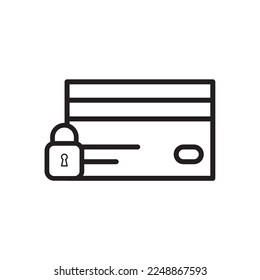 Credit card with lock icon. Locked bank card illustration. Vector.
