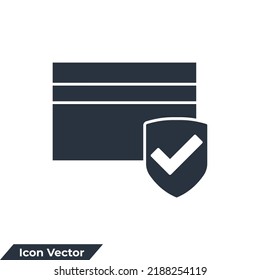 Credit Card with lock icon logo vector illustration. Locked bank card symbol template for graphic and web design collection