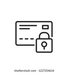 Credit card and lock line icon. Secure payment concept. Thin line design. Vector icon