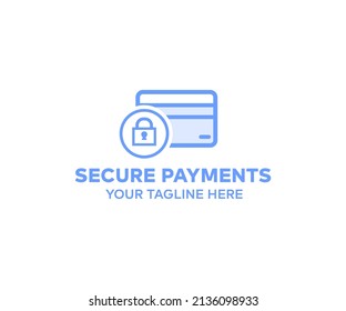 
Credit card with lock logo design. Plastic credit card vector design and illustration.
