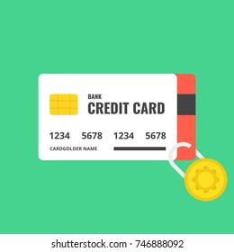Credit card with lock. Secure credit card transaction. Secure payment, payment protection concepts. Vector illustration.
