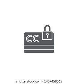 Credit card with lock vector icon isolated on white background