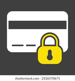 Credit card with lock vector icon on dark background. Locked bank card symbol. Security sign. Graph symbol for your web site design, logo, app, UI
