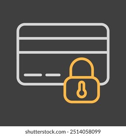 Credit card with lock vector on dark background icon. Locked bank card symbol. Security sign. Graph symbol for your web site design, logo, app, UI