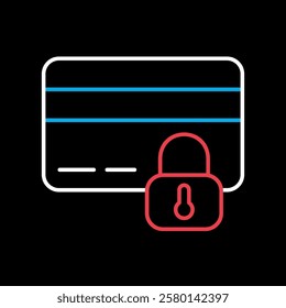 Credit card with lock vector on black background icon. Locked bank card symbol. Security sign. Graph symbol for your web site design, logo, app, UI