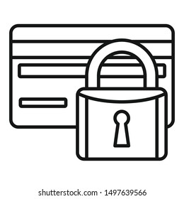 Credit card locked icon. Outline credit card locked vector icon for web design isolated on white background