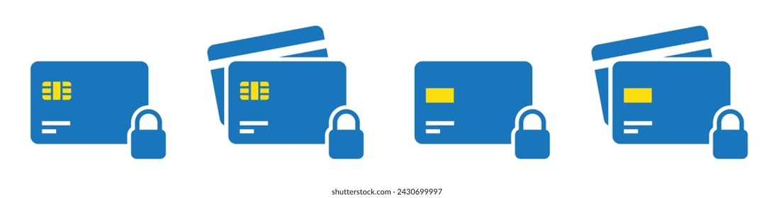 Credit card locked icon. Payment card blocked icon, vector illustration