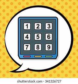Credit card machine doodle, speech bubble