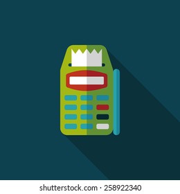 Credit card machine flat icon with long shadow,eps10