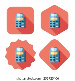 Credit card machine flat icon with long shadow,eps10