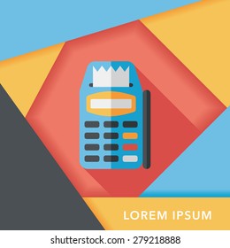 Credit card machine flat icon with long shadow,eps10