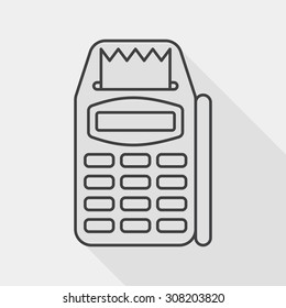 Credit card machine flat icon with long shadow, line icon