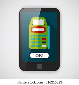 Credit card machine flat icon with long shadow,eps10