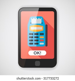 Credit card machine flat icon with long shadow,eps10