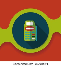 Credit card machine flat icon with long shadow,eps10