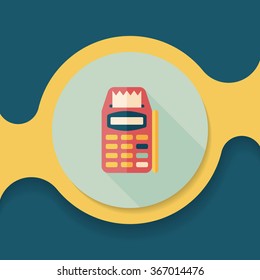 Credit card machine flat icon with long shadow,eps10