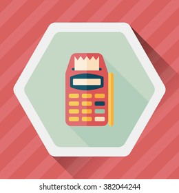 Credit card machine flat icon with long shadow,eps10