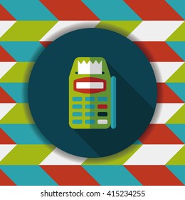 Credit card machine flat icon with long shadow,eps10