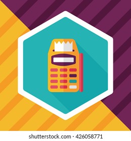 Credit card machine flat icon with long shadow,eps10