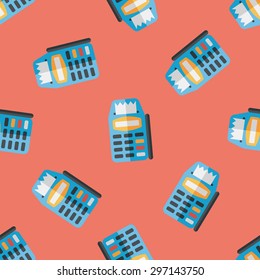 Credit card machine flat icon,eps10 seamless pattern background