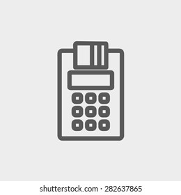 Credit Card Machine icon thin line for web and mobile, modern minimalistic flat design. Vector dark grey icon on light grey background.