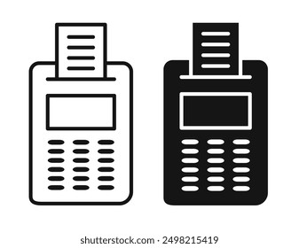 Credit card machine iconicon vector collection in outlined and solid style