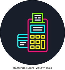 Credit Card Machine Line Multi Colour Circle