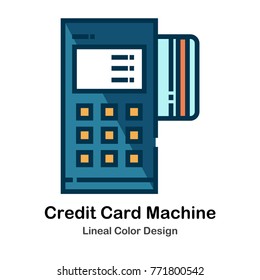 Credit Card Machine Lineal Color Vector Illustration