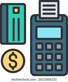 Credit Card Machine Outline Filled Style Icon