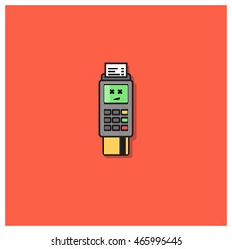 Credit Card Machine Payment Declined Or Failed (Line Art Vector Illustration In Flat Style Design)