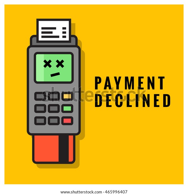Credit Card Machine Payment Declined Line Stock Vector.