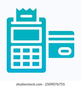 Credit Card Machine Vector Icon, POS Terminal, Point Of Sale Terminal, Payment Machine, Payment Method Icon. Isolated Silhouette Gradient Vector Icon. 