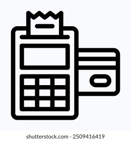 Ícone do vetor da máquina do cartão de crédito, terminal de PDV, terminal do ponto de venda, máquina de pagamento, ícone do método de pagamento. Ícone De Vetor Linear Isolado.