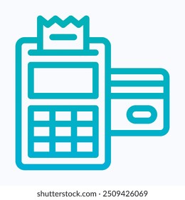 Credit Card Machine Vector Icon, POS Terminal, Point Of Sale Terminal, Payment Machine, Payment Method Icon. Isolated Lineal Gradient Icon.