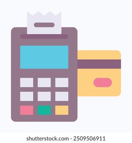 Credit Card Machine Vector Icon, POS Terminal, Point Of Sale Terminal, Payment Machine, Payment Method Icon. Flat Style Isolated Vector Icon.