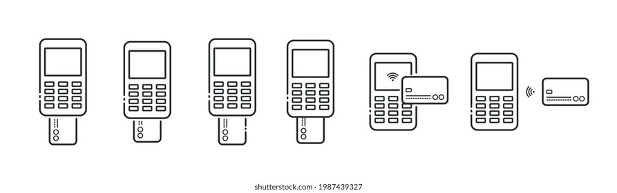 CREDIT CARD MACHINERY ICONS FOR SHOPPING