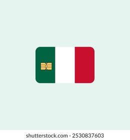 Credit card with Mexico flag background for presentations and business, Isolated on white stock vector.