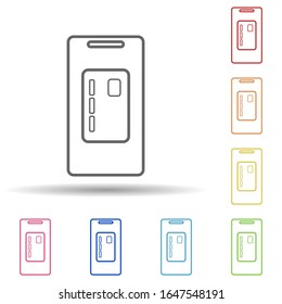 Credit card mobile banking in multi color style icon. Simple thin line, outline vector of mobile banking icons for ui and ux, website or mobile application