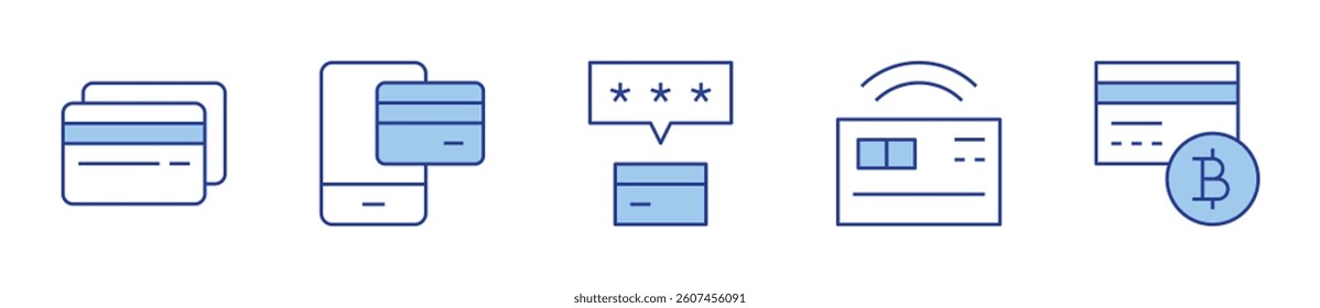 credit card, mobile payment. Credit card Icon vector illustration. Line Duotone style. Editable stroke.