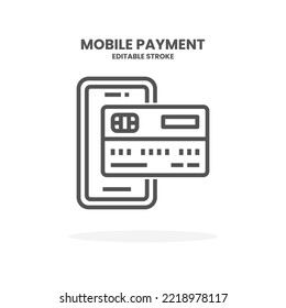 Credit Card Mobile Payment line icon. Vector illustration on white background. Editable Stroke and pixel perfect. You can use for web, app and more.