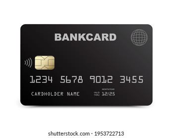 Credit card mockup with NFC wireless payment technology icon, contactless payment, credit card tap pay wave logo, contactless pay pass fast payment symbol, smart key card contact nfc - stock vector