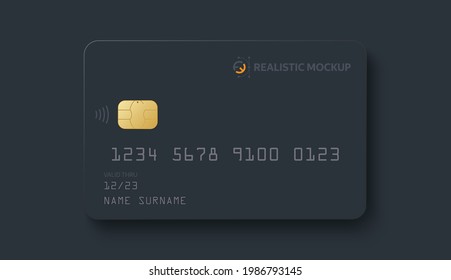 Credit Card Mockup. Realistic Black Credit Card With Blank Surface For You Design. Vector Illustration EPS10	
