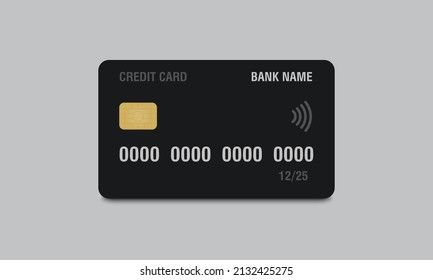 Credit card mockup. Realistic black credit card with blank surface for you design. Vector