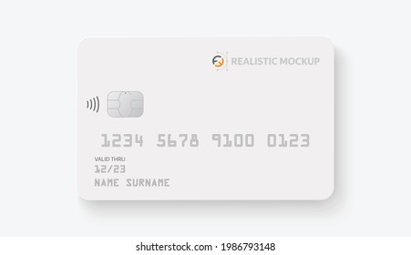 Credit Card Mockup. Realistic White Credit Card With Blank Surface For You Design. Vector Illustration EPS10	
