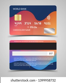 Credit Card With Modern Abstract Background. Vector Bank Card Template.